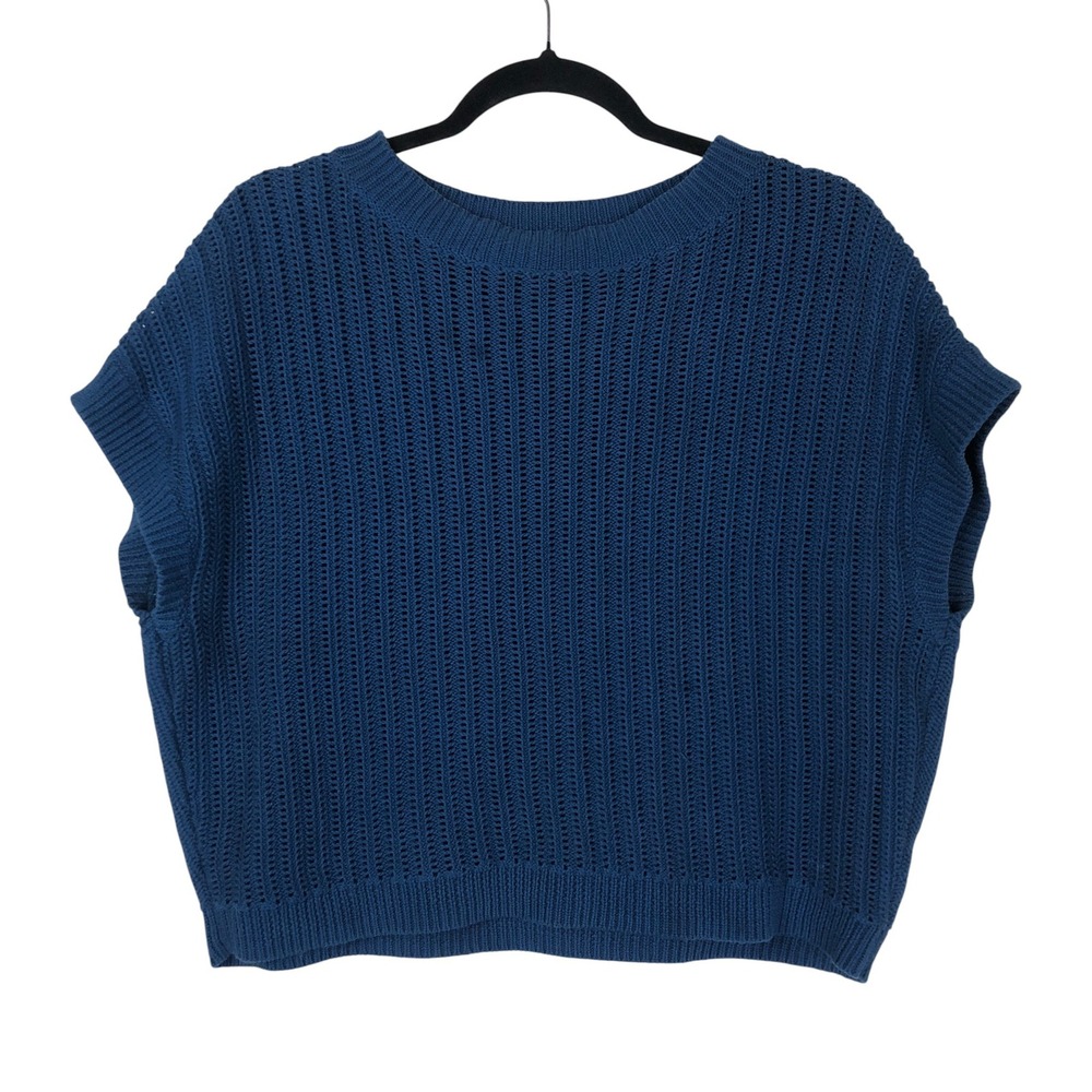 Poetry Womens Boxy Sleeveless Sweater Vest Size 6 Blue Organic Preppy‎ Academia